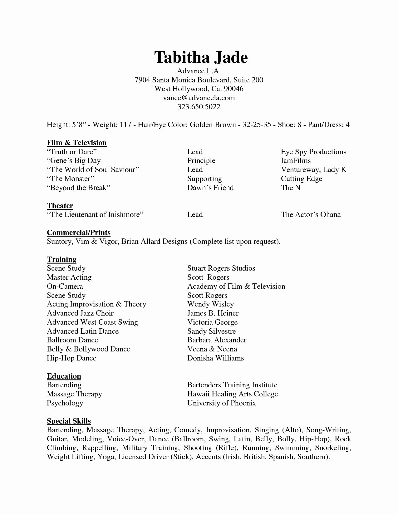 Acting Resume Template 8 Child Acting Resume Template Samples Resume Template
