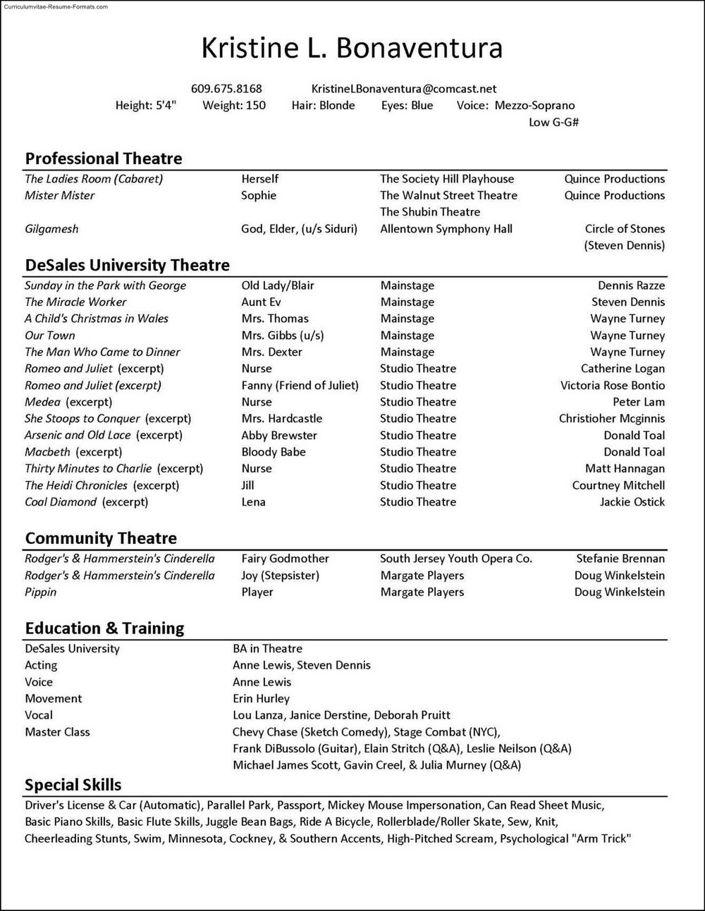 Acting Resume Template Free Acting Resume Template Word Mbm Legal
