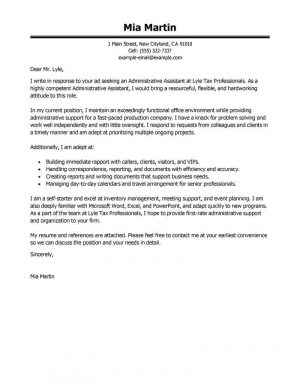 Administrative Assistant Cover Letters Best Administrative Assistant Cover Letter Examples Livecareer