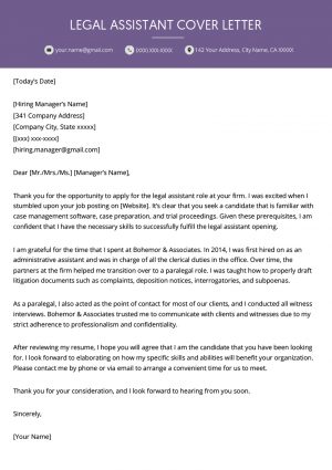 Administrative Assistant Cover Letters Legal Assistant Cover Letter Example Resume Genius