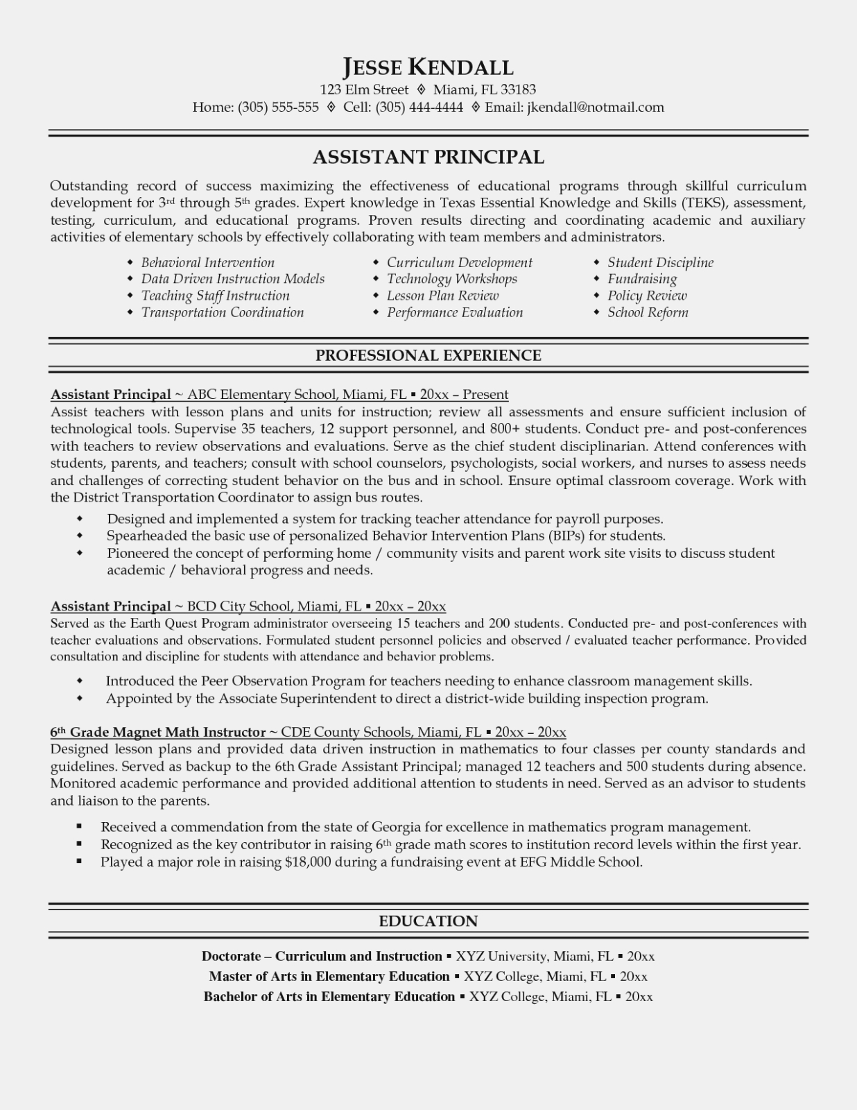 Assistant Principal Resume Resume And Vice Principal Assistant Principal Resume Sample