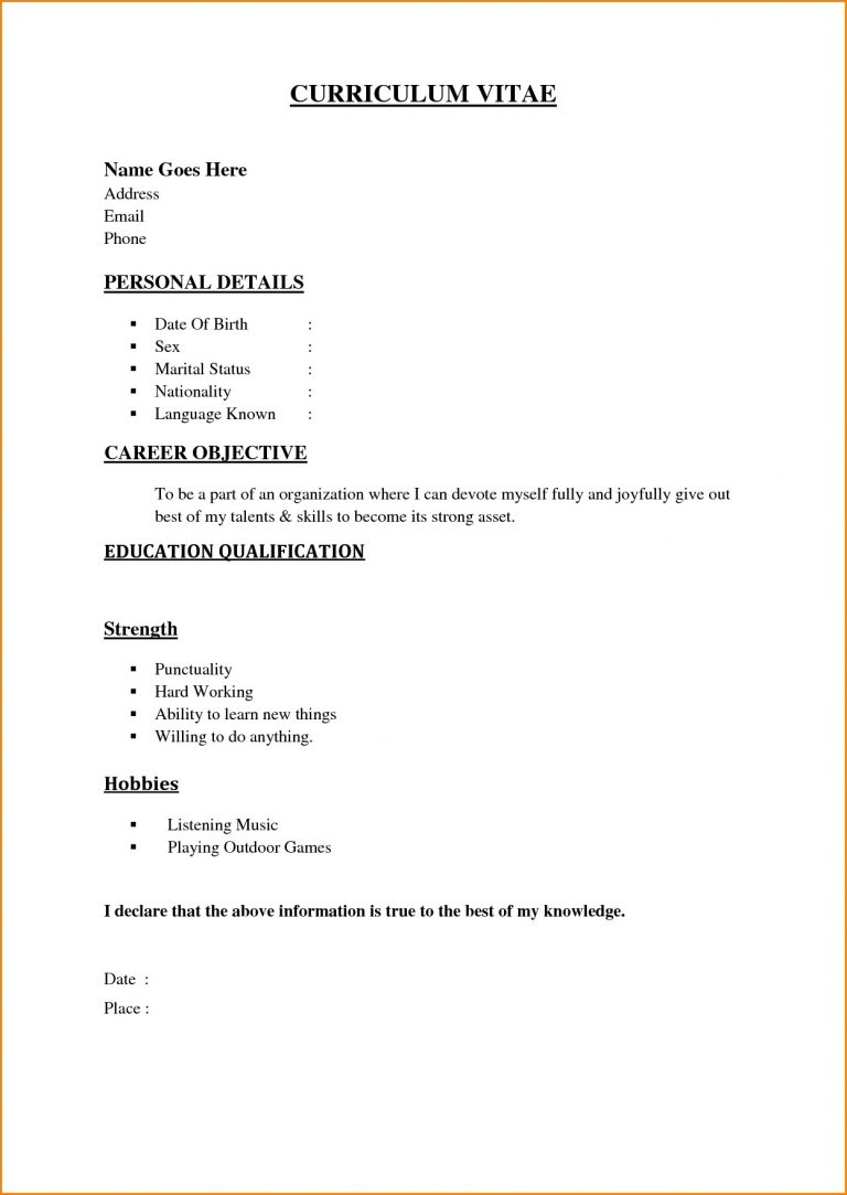 Basic Resume Examples  009 Free Easy Resume Examples Resumes Basic Templates Template