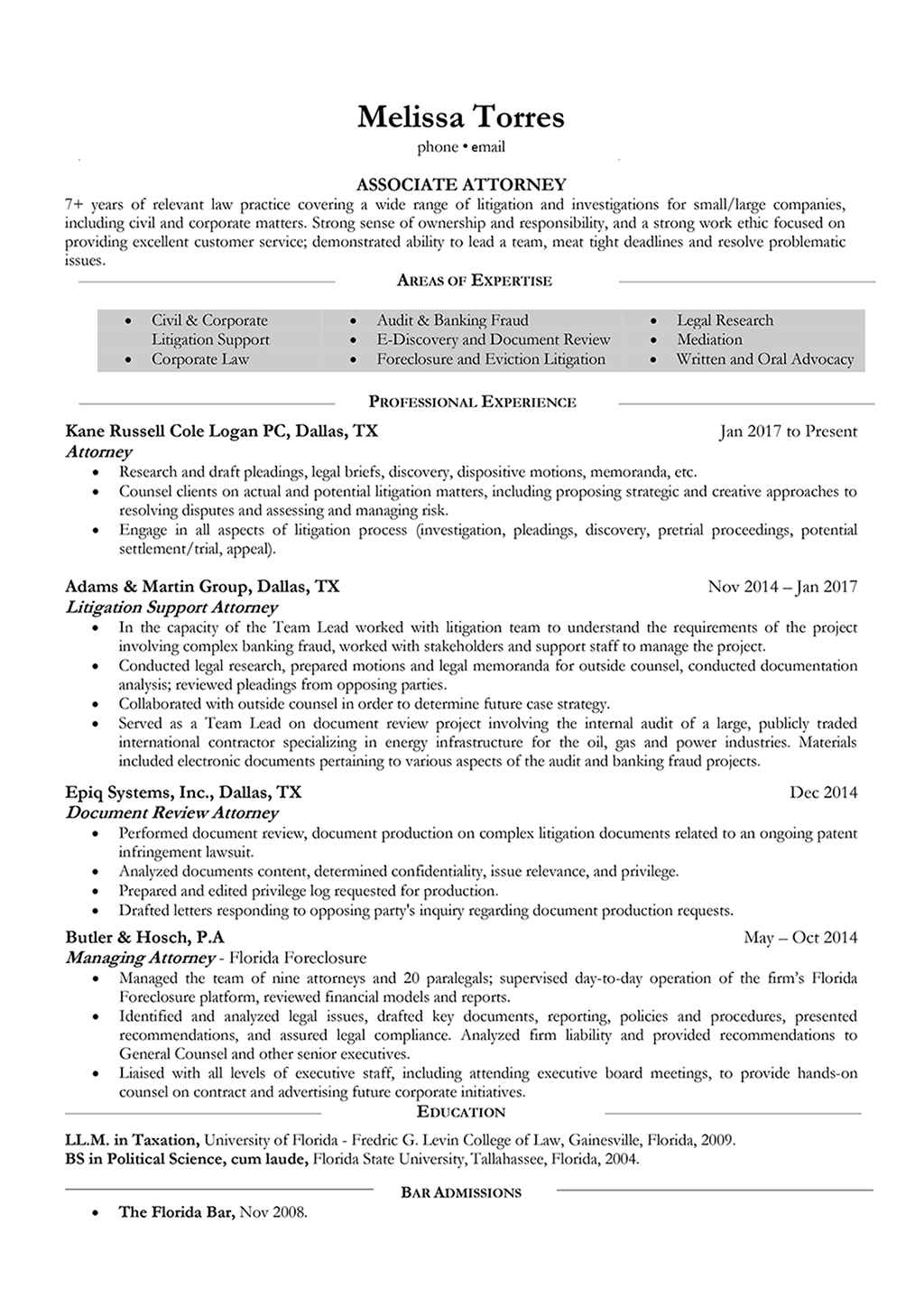 Basic Resume Examples  Attorney Resume Samples And Writing Guide 10 Examples Resumeyard