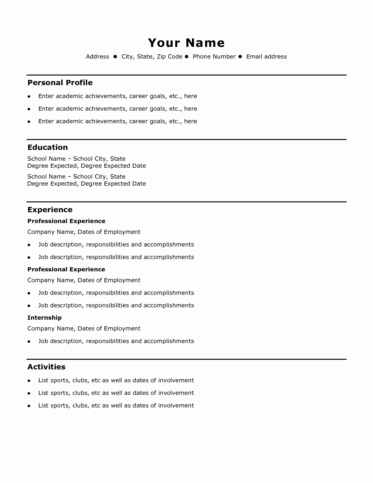 Basic Resume Examples  Easy Resume Examples Lovely How To Write A Simple Example Of Resumes