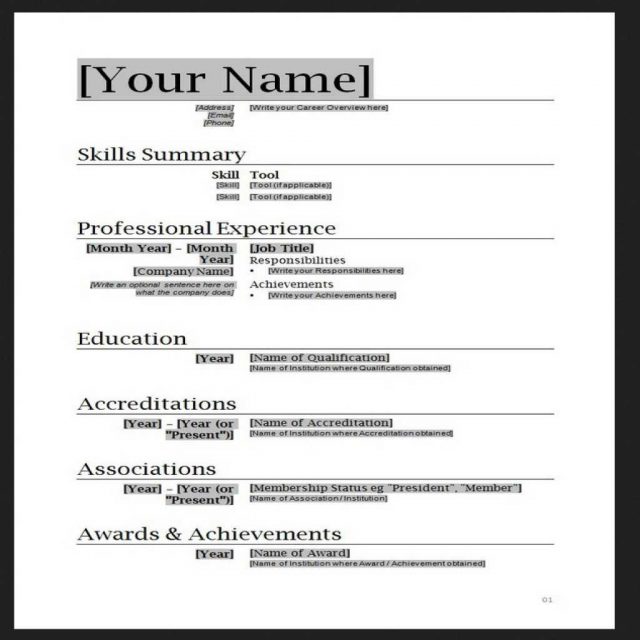 Important Points in a Basic Resume Template - wikiresume.com