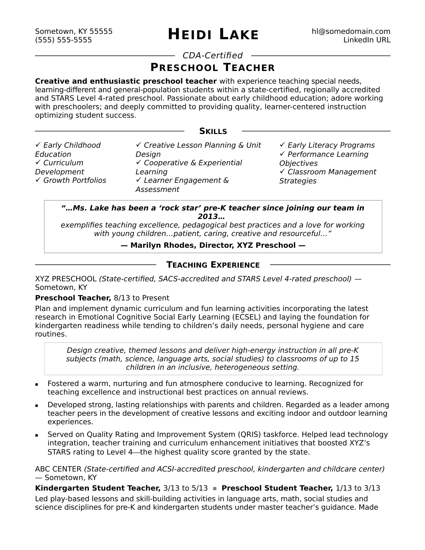Basic Resume Template Preschool Teacher Resume Sample Monster