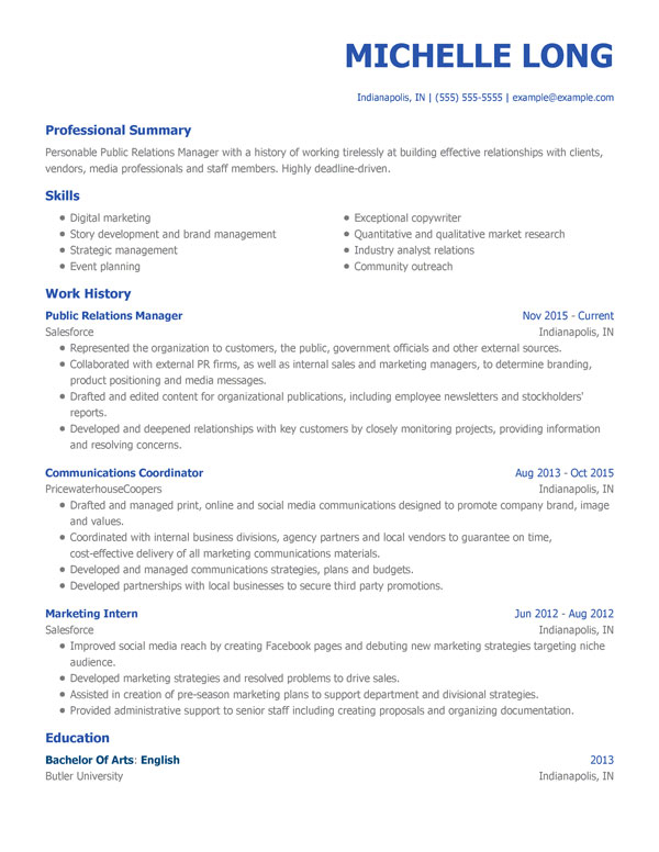 Best Resume Template Free Professional Resume Templates From Myperfectresume
