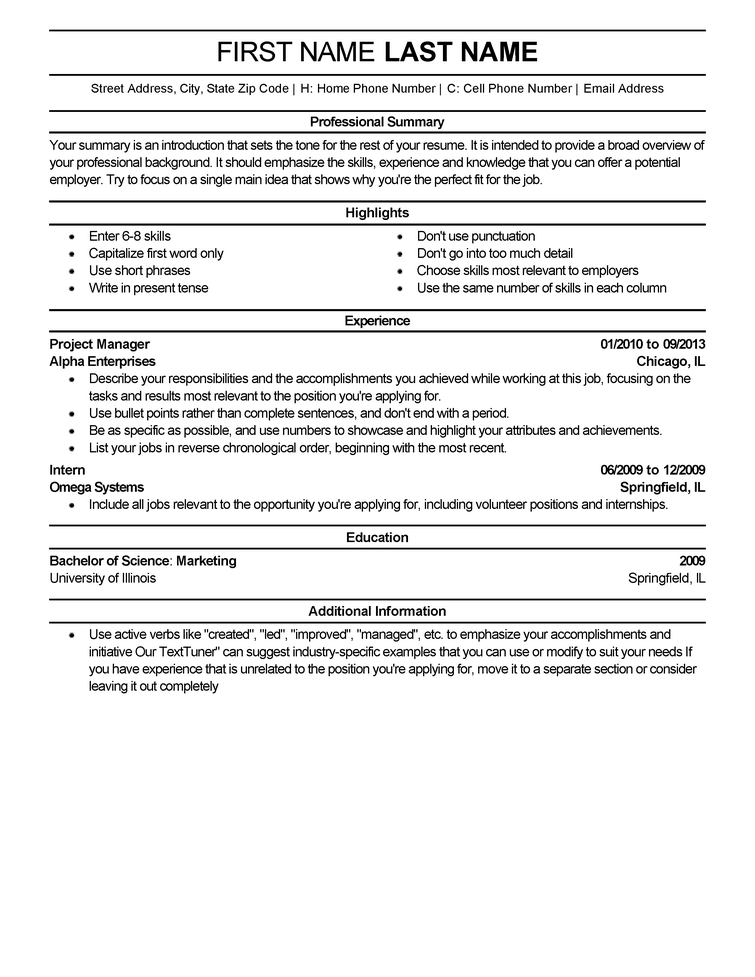 Best Resume Template Perfect Resume Template Livecareer