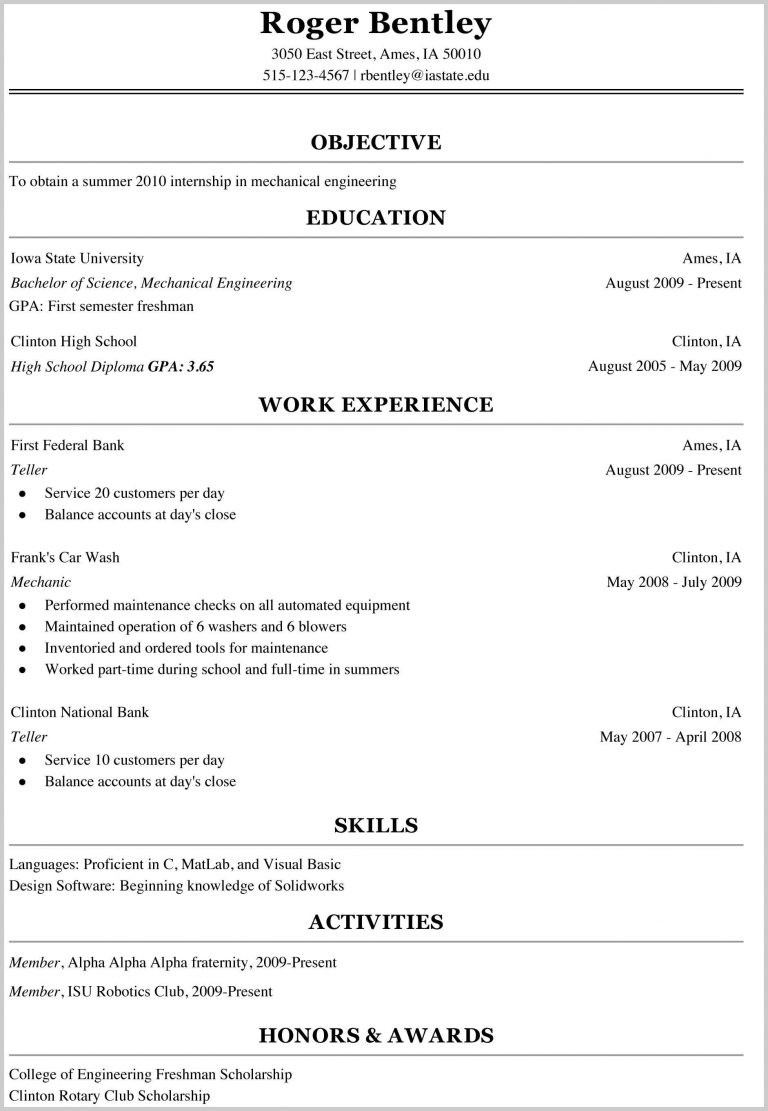 How to make a good college resume template wikiresume