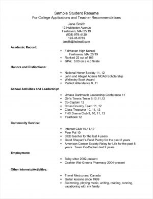 College Resume Template Resume Template College Examples For Highschool Students