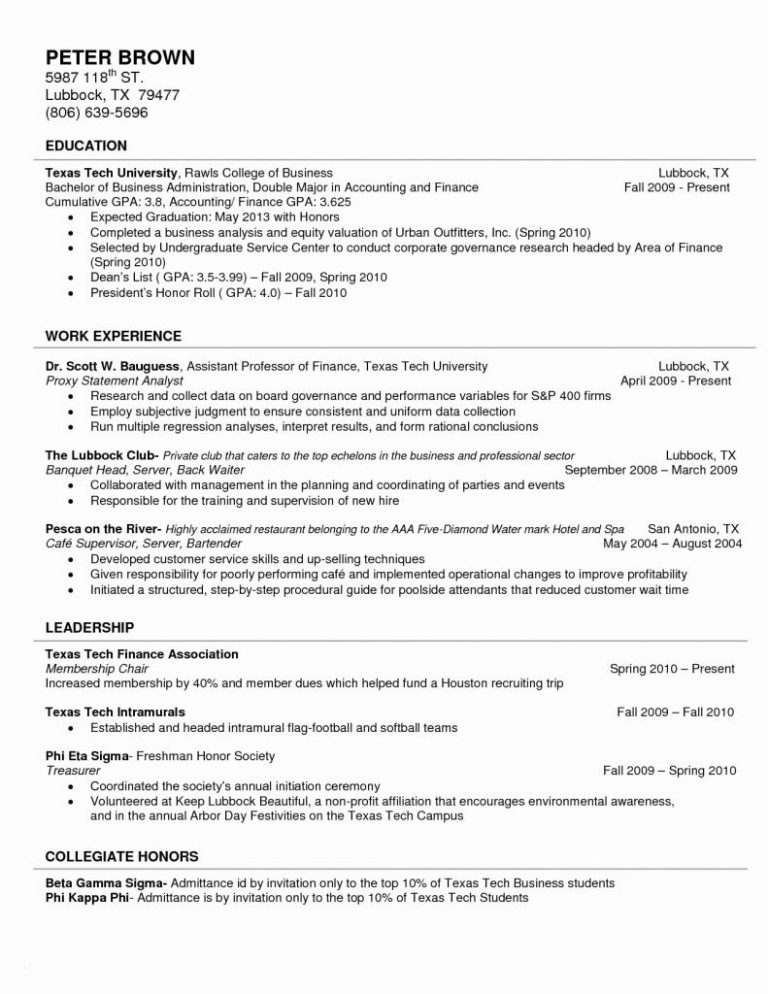 College Resume Template - wikiresume.com