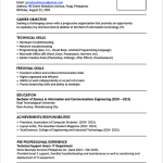 College Resume Template Sample Resume Format For Fresh Graduates Single Page 13 1 college resume template|wikiresume.com