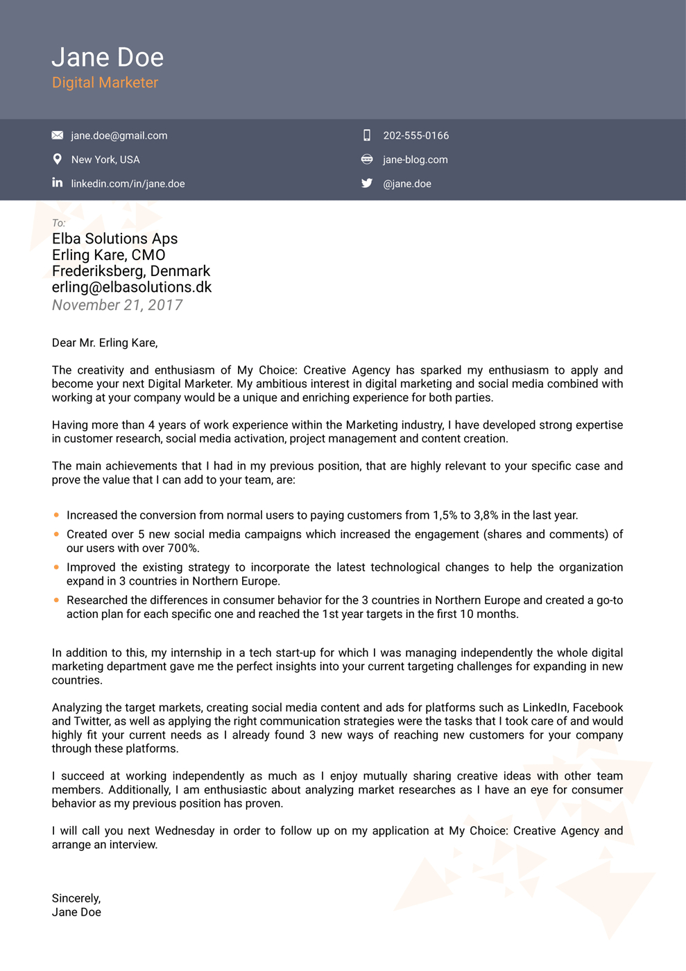 Cover Letter Designs  Cover Letter Templates For 2019 Use Land Your Dream Job Now