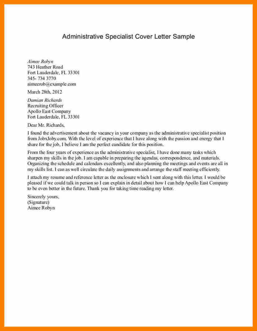Cover Letter Example Administrative 7 Admin Cover Letter Activo Holidays