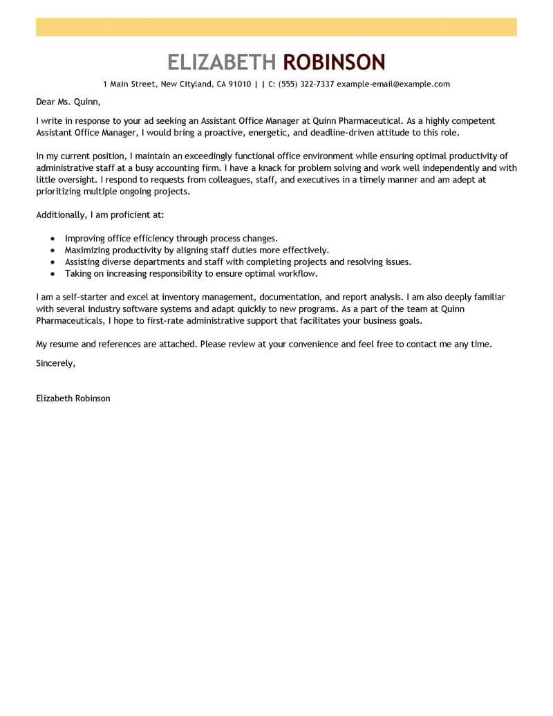 Cover Letter Example Administrative Best Administrative Cover Letter Examples Livecareer