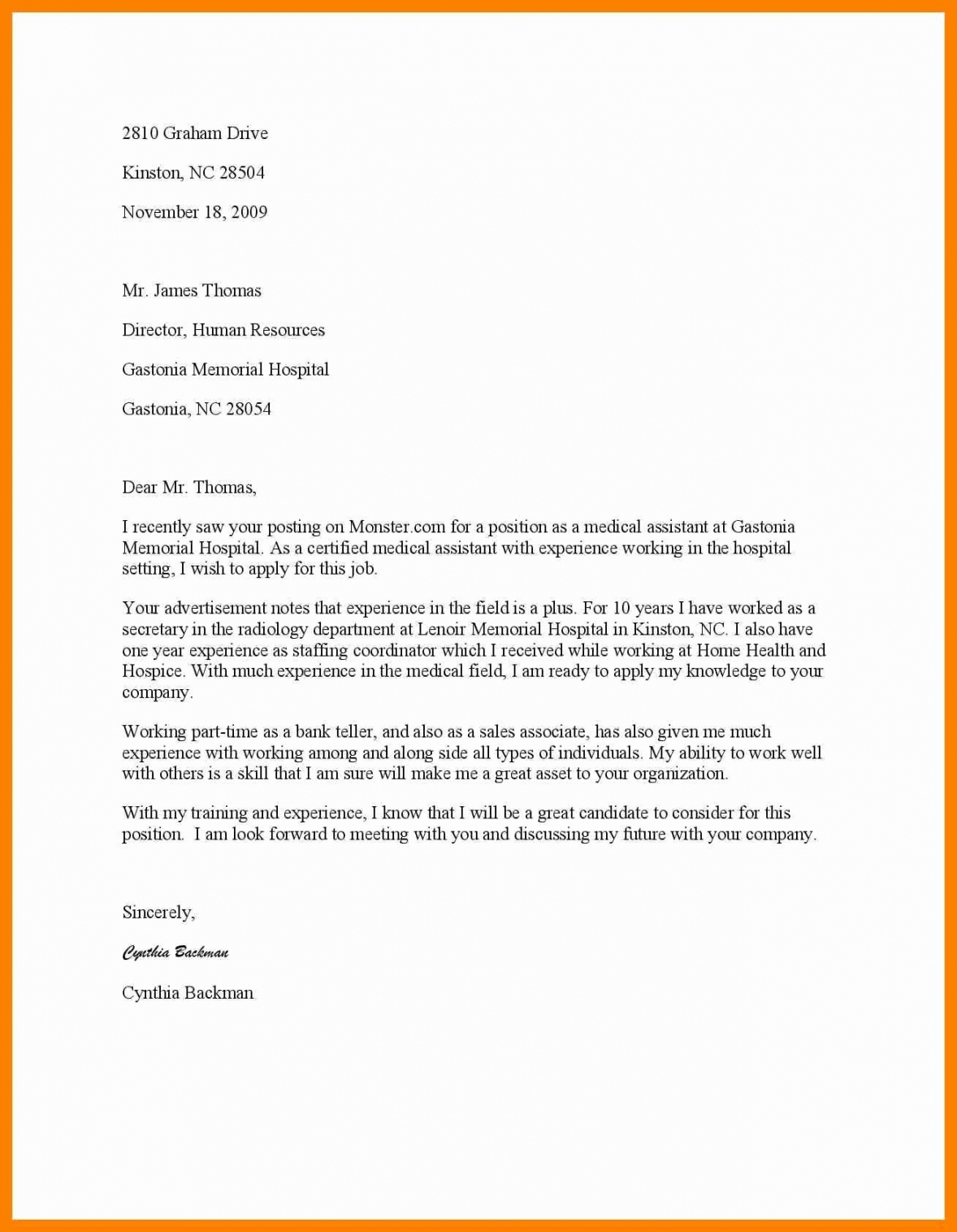 Cover Letter Example Medical Medical Letters Templates Leonseattlebaco