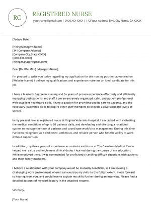 Cover Letter Example Medical Nursing Cover Letter Example Resume Genius