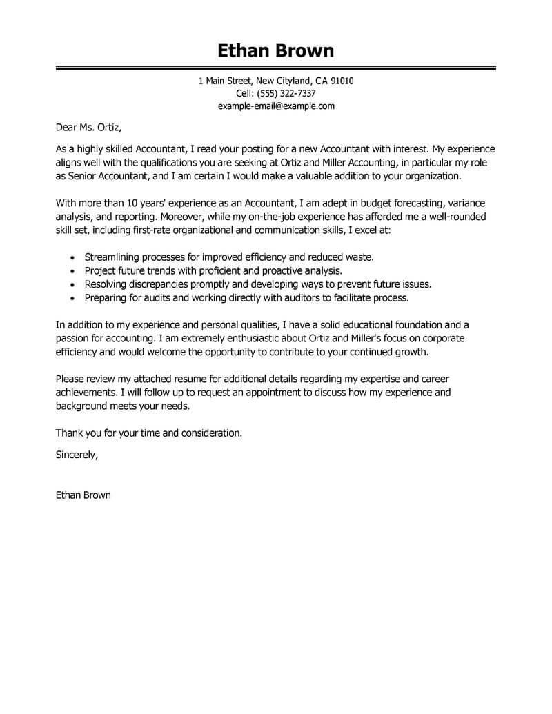 Cover Letter Example Templates Best Accountant Cover Letter Examples Livecareer