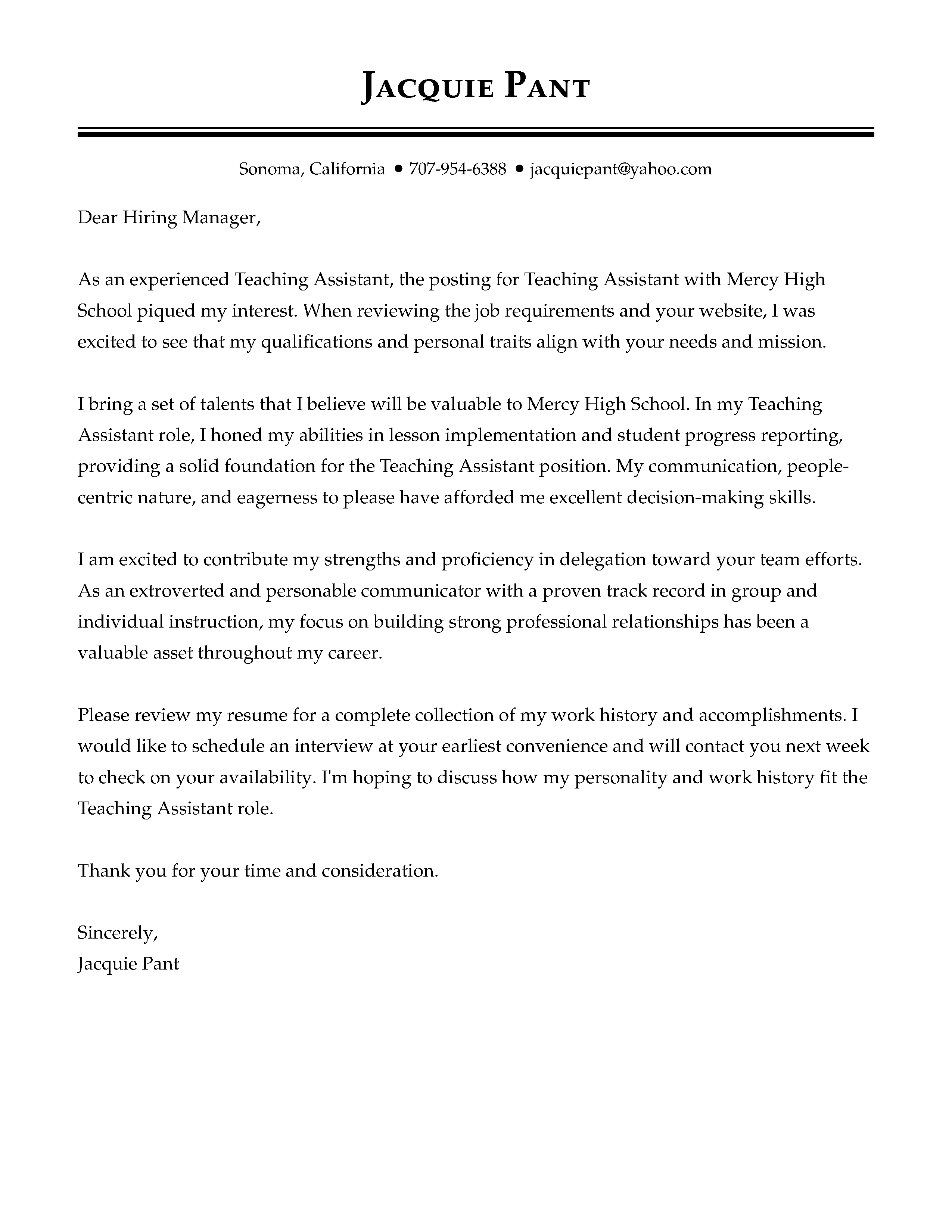 Cover Letter Example Templates Cover Letter Templates My Perfect Cover Letter