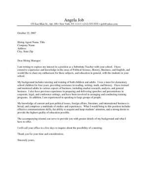 Cover Letter For Teachers Sample Teacher Cover Letter Resignation Letters For Aide With No
