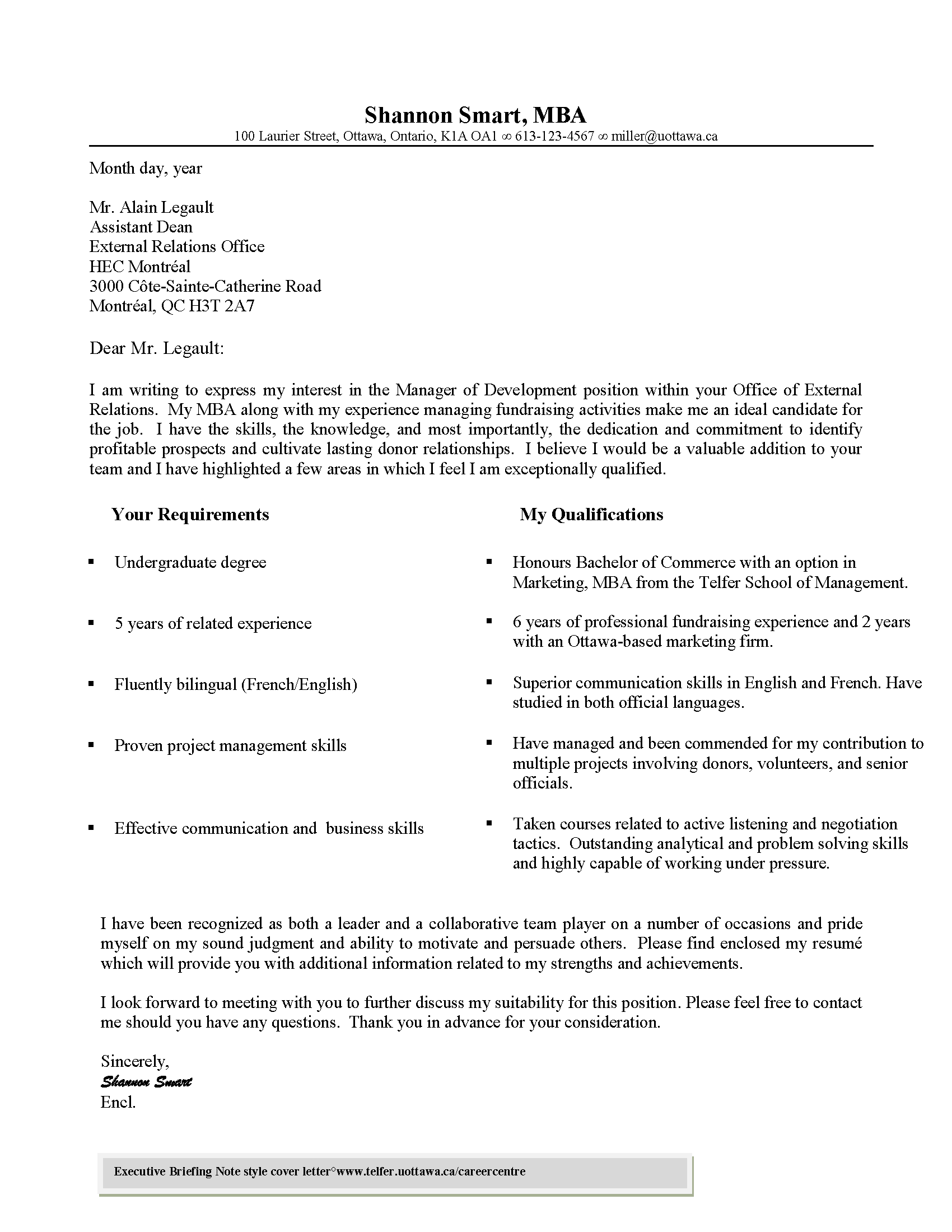 Cover Letters Example Executive Briefing Note Style Cover Letter Example cover letters example|wikiresume.com