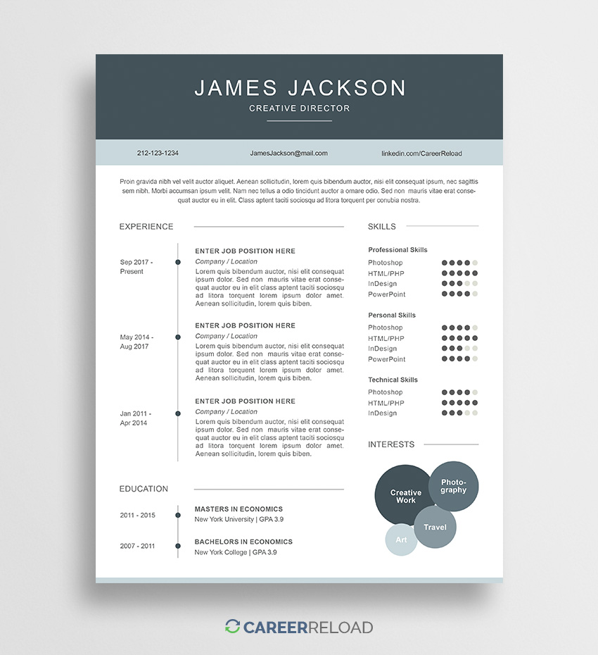 Creative Resume Template Free Resume Template James 01 2 creative resume template free|wikiresume.com