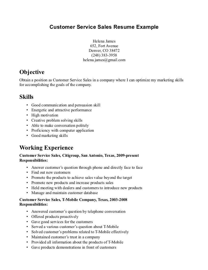 Customer Service Resume Examples Customer Service Resume Example Sales Page 1 7 Tjfs Journal