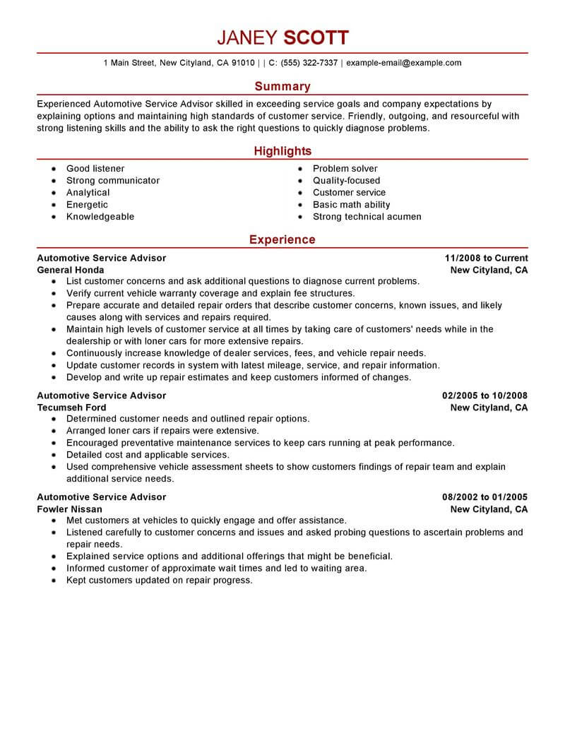 Customer Service Resume Skills Automotive Customer Service Advisor Modern 5 customer service resume skills|wikiresume.com