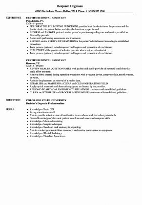 dental assistant resume bullet points