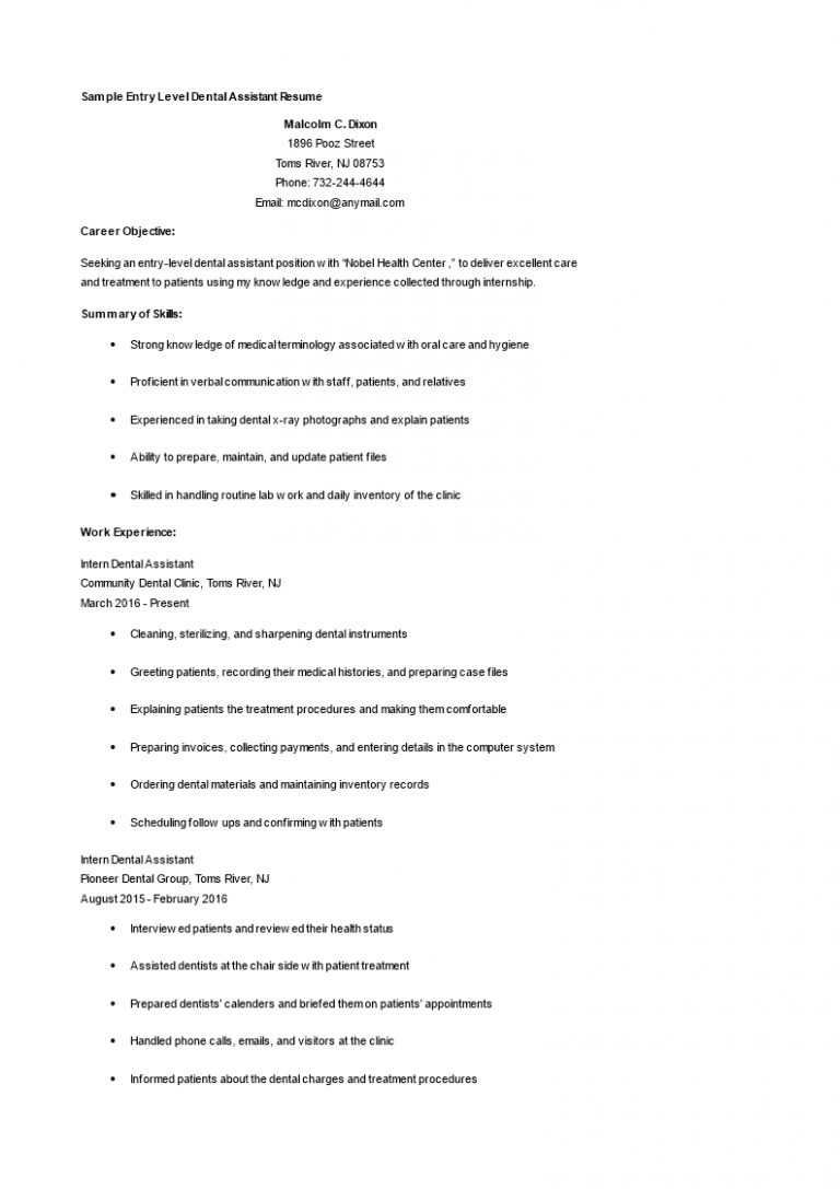 Points to Include on a Dental Assistant Resume