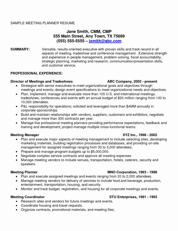 Event Planner Resume - wikiresume.com