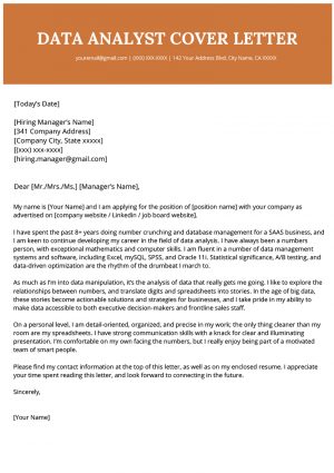 Example Cover Letter Data Analyst Cover Letter Example Resume Genius