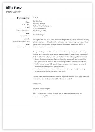 How To Determine The Best Fit Example Cover Letter For You - Wikiresume.com