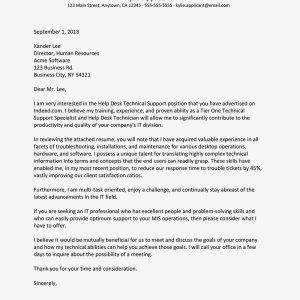 Example Cover Letter Technical Support And Help Desk Cover Letter Example