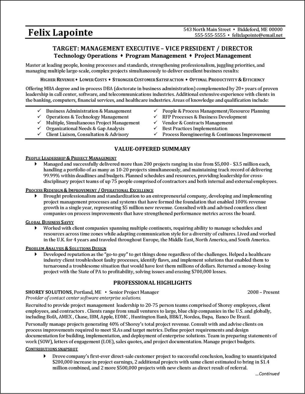 Example Of A Resume Program Manager Resume Example Page 1 example of a resume|wikiresume.com