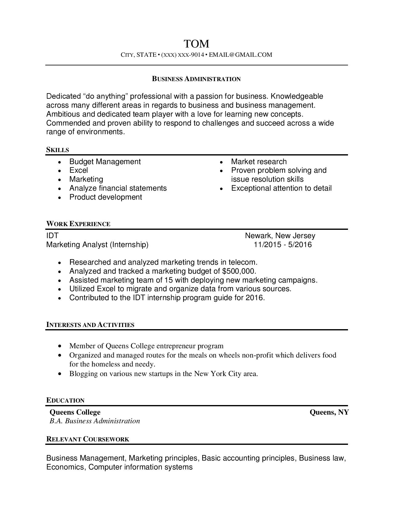 Example Of Resume How To Write The Perfect Resume With Little To No Experience