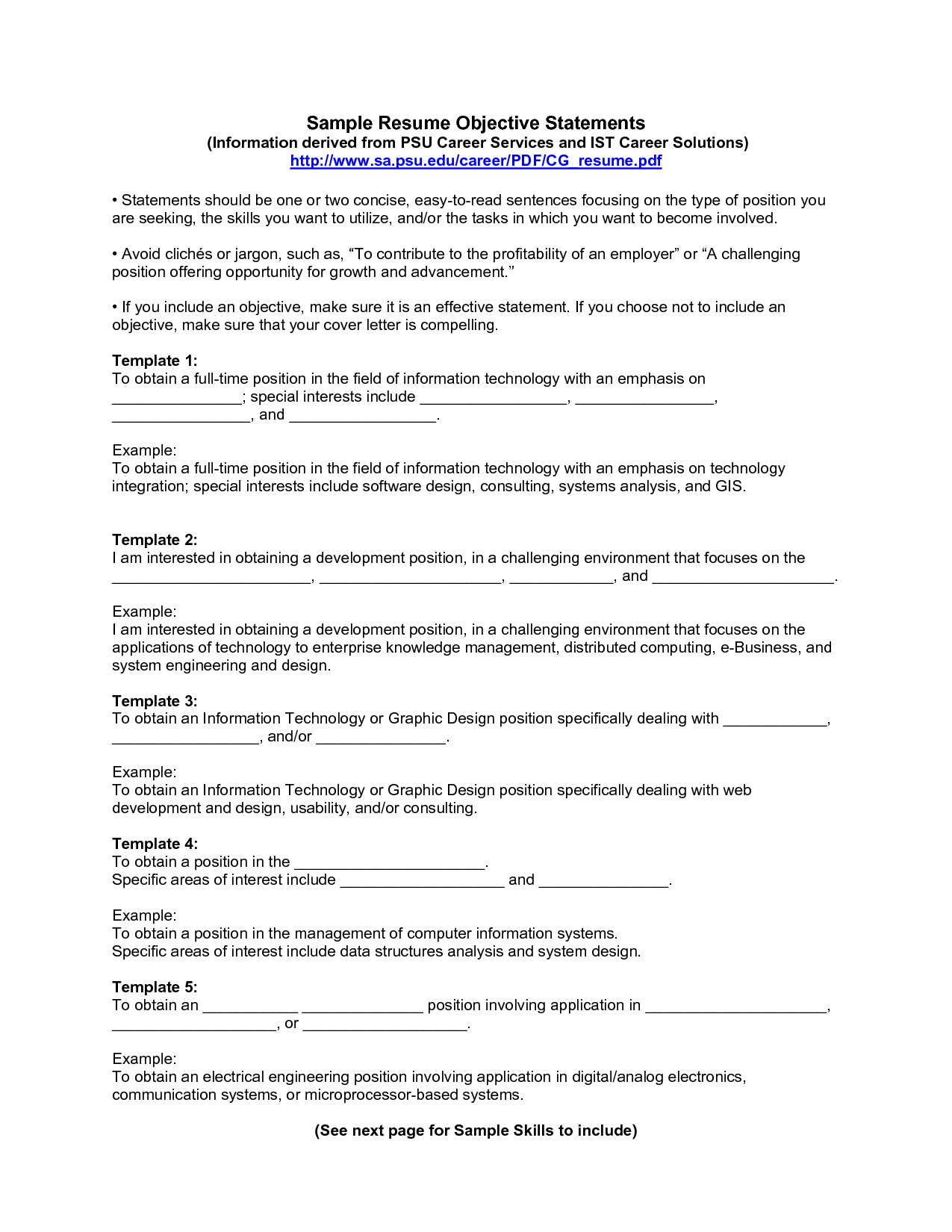 Examples Of Objectives For Resumes Resume Objective Statement 4 examples of objectives for resumes|wikiresume.com
