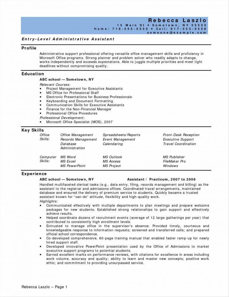 Examples Of Objectives For Resumes - Examples Of Objectives For Resumes Summary Resume Examples Administrative Assistant Luxury Assistant Resume Skills Sample Objective Medical Free Medical Of Summary Resume Examples Administrative Assi 768x994 
