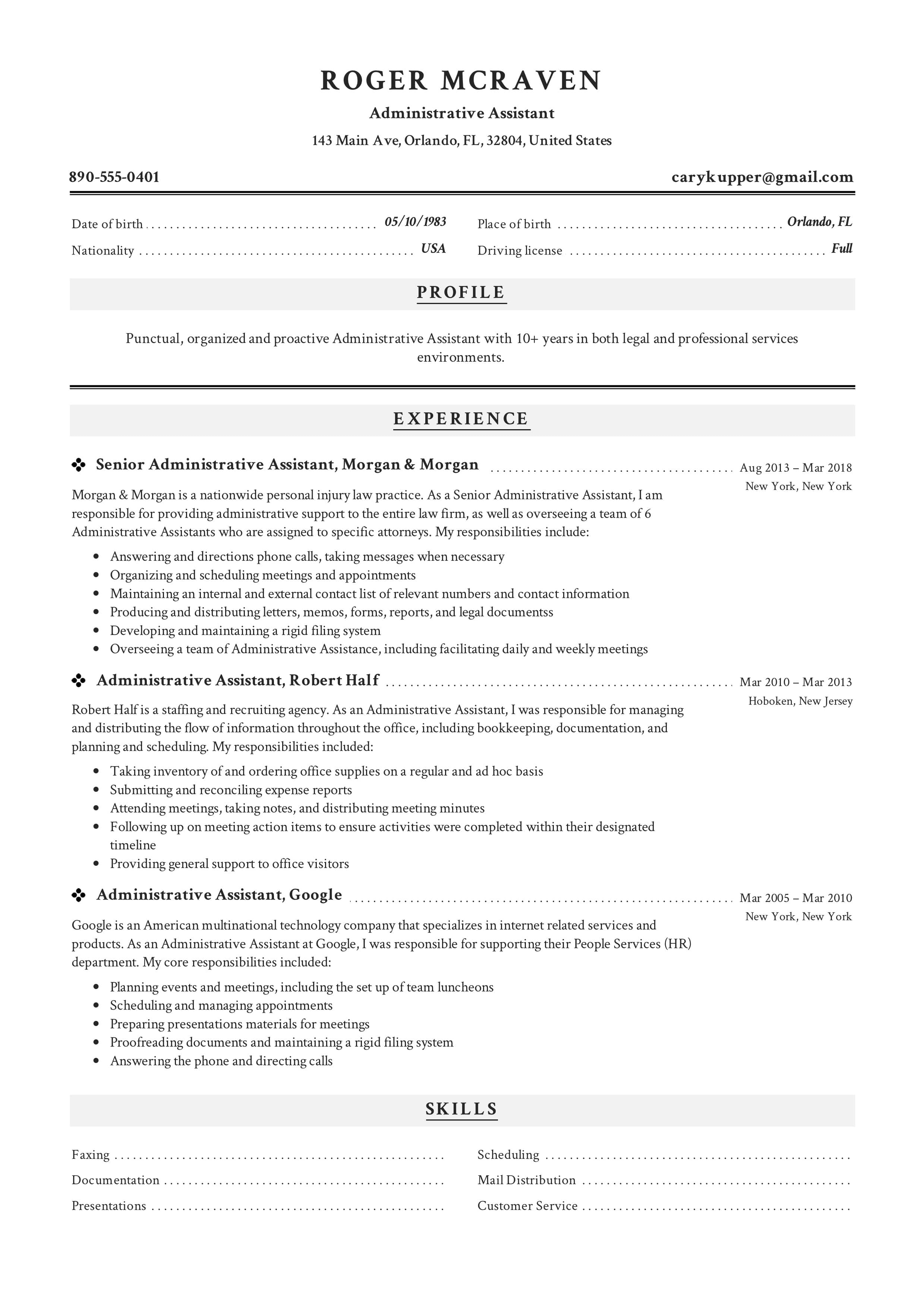 Executive Assistant Resume Administrative Assistant Resume Examples 2019 Cablo