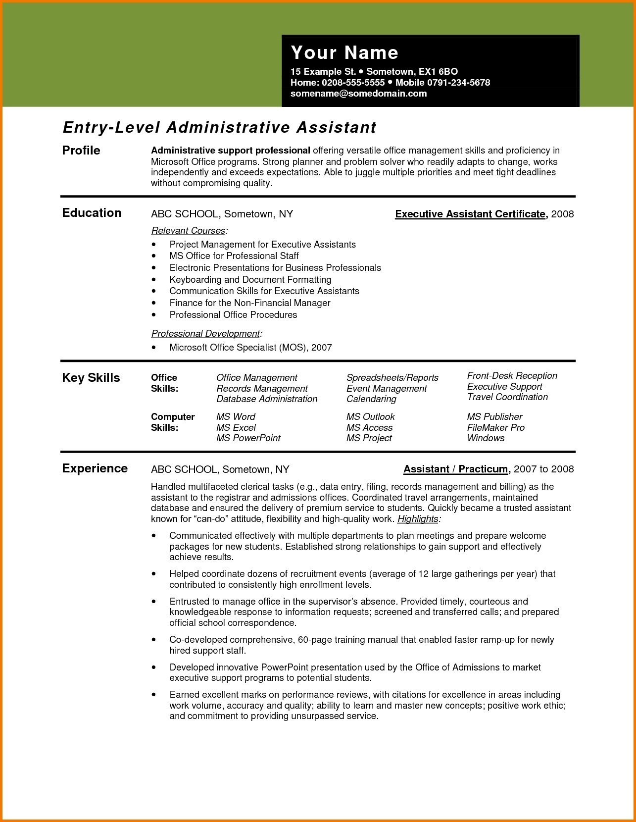 Executive Assistant Resume Administrative Assistant Resume Objective Examples