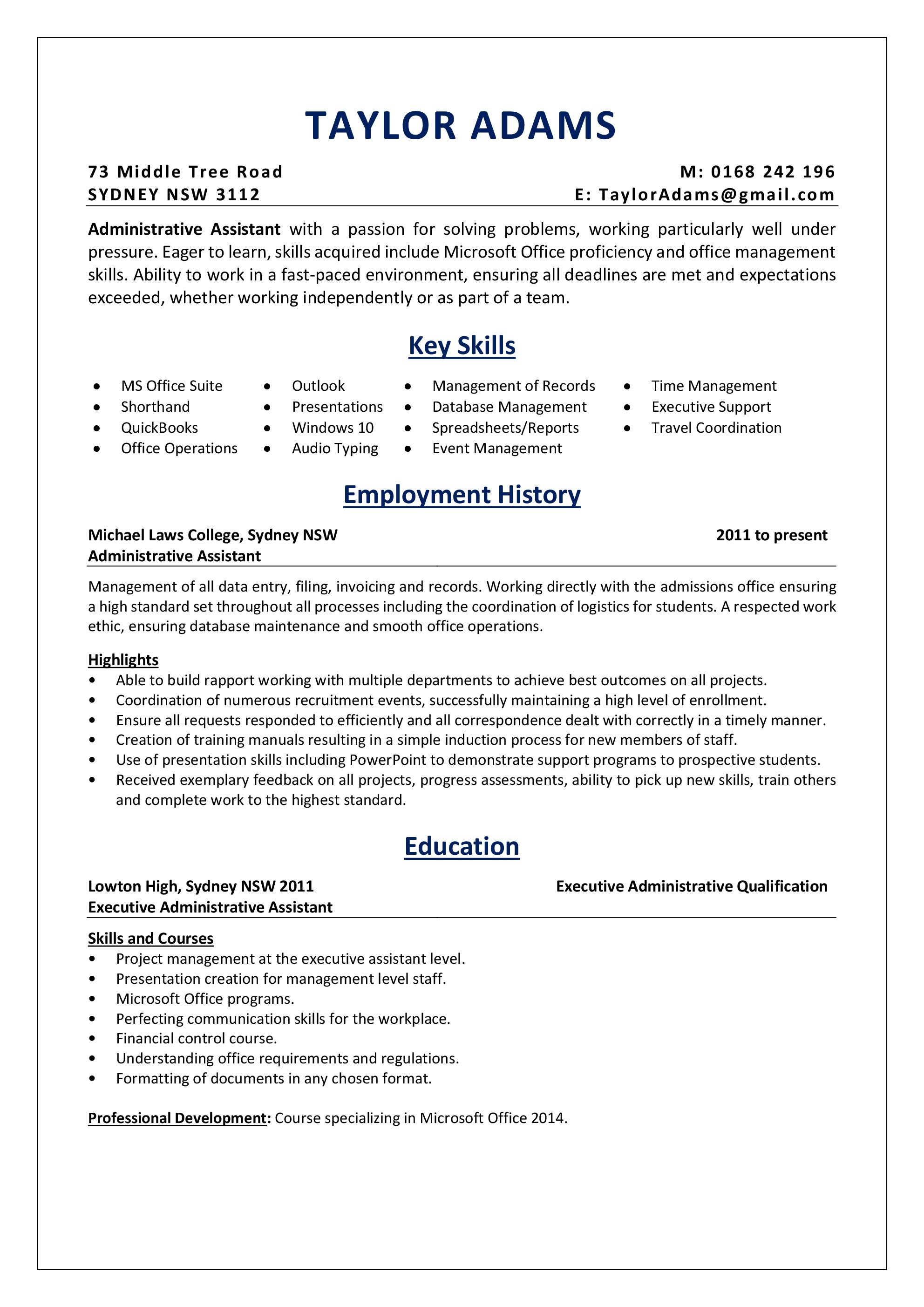 Executive Assistant Resume An Administrative Assistant Resume Sample Absolutely Free
