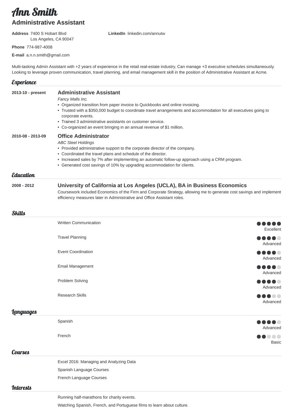 Executive Assistant Resume Best Administrative Assistant Resume Examples Sample Skills Tips
