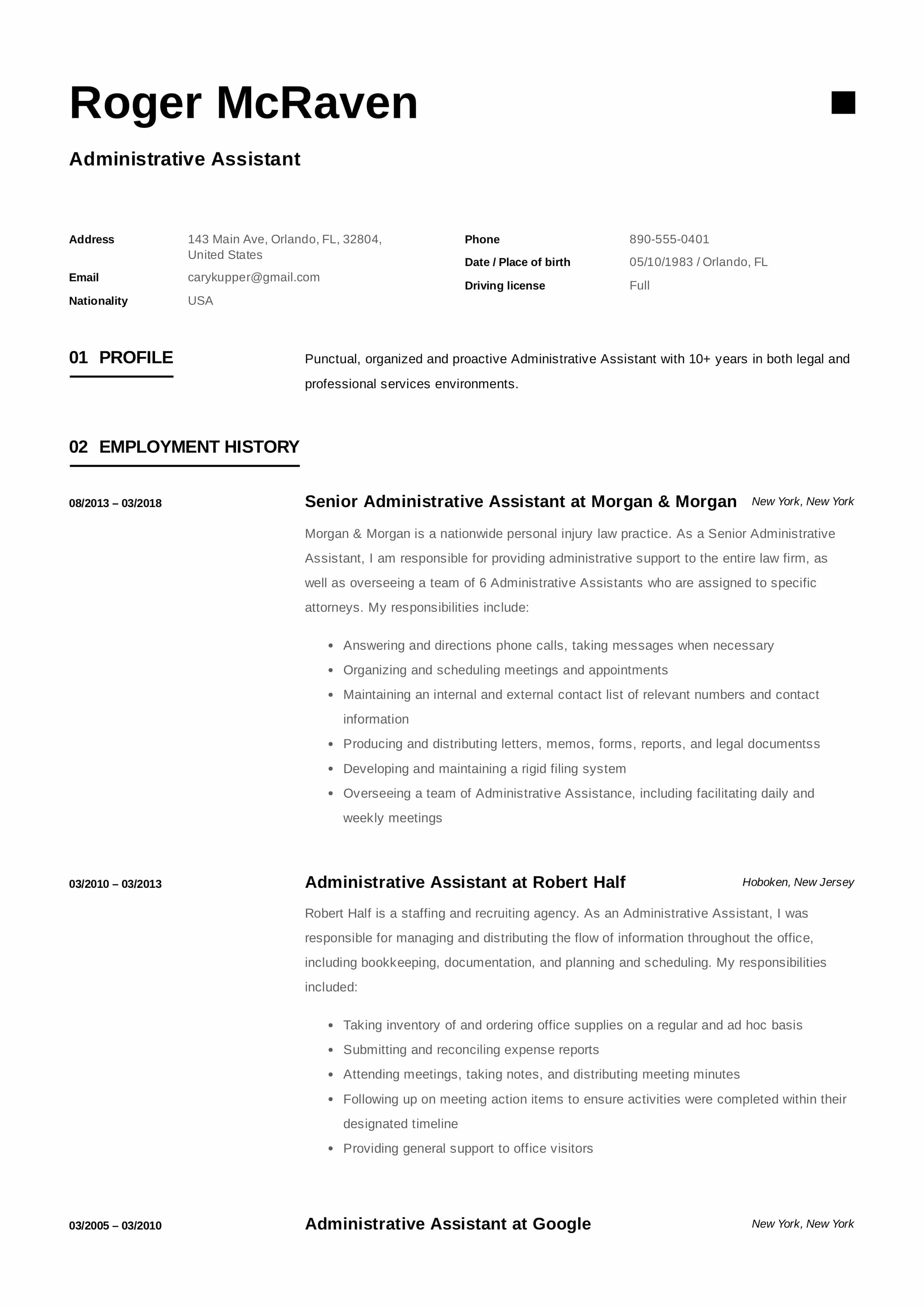 Executive Assistant Resume Full Guide Administrative Assistant Resume 12 Samples Pdf