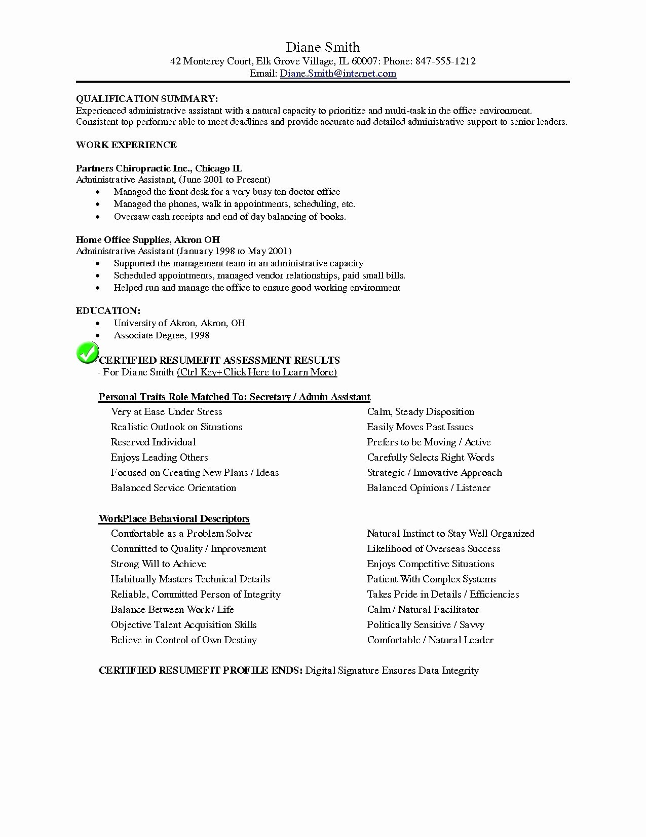Executive Assistant Resume Resume Sample For Administrative Assistant With No Experience New