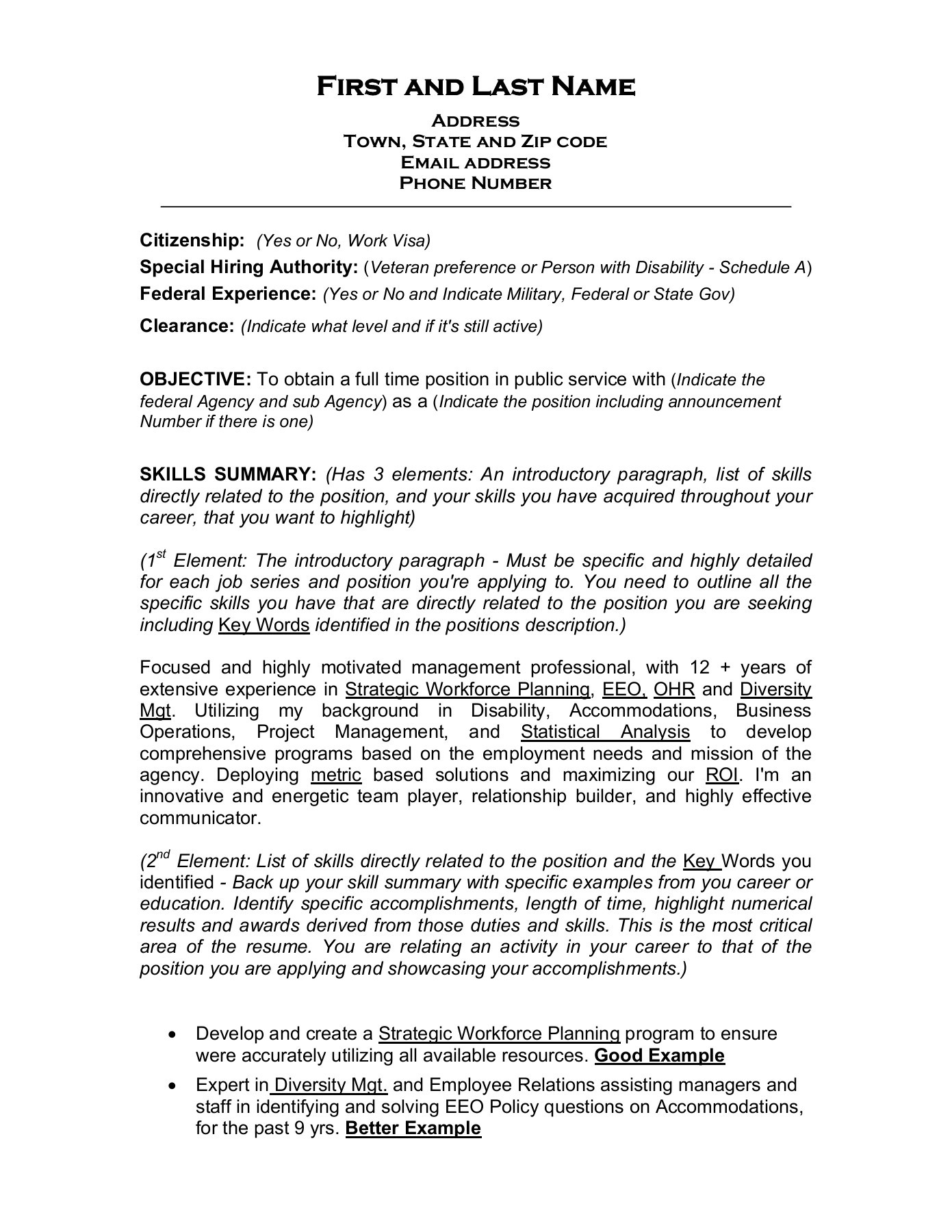Federal Resume Template 1 federal resume template|wikiresume.com