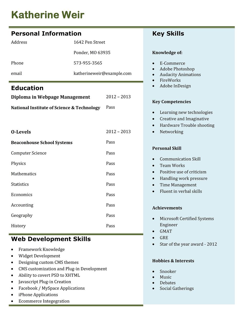 Free Downloadable Resume Templates Web Developer Freshman1 free downloadable resume templates|wikiresume.com