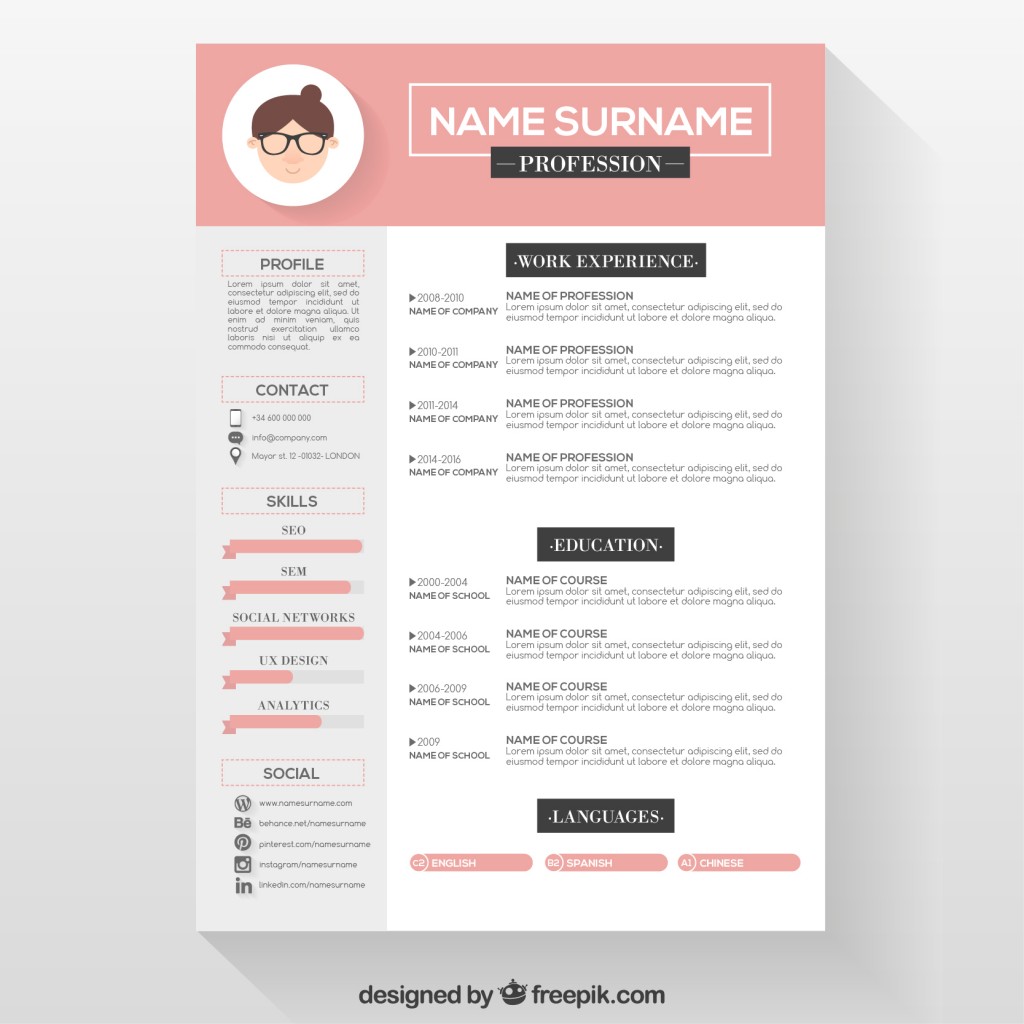 Free Resume Template Pink Resume Template 1024x1024 free resume template|wikiresume.com