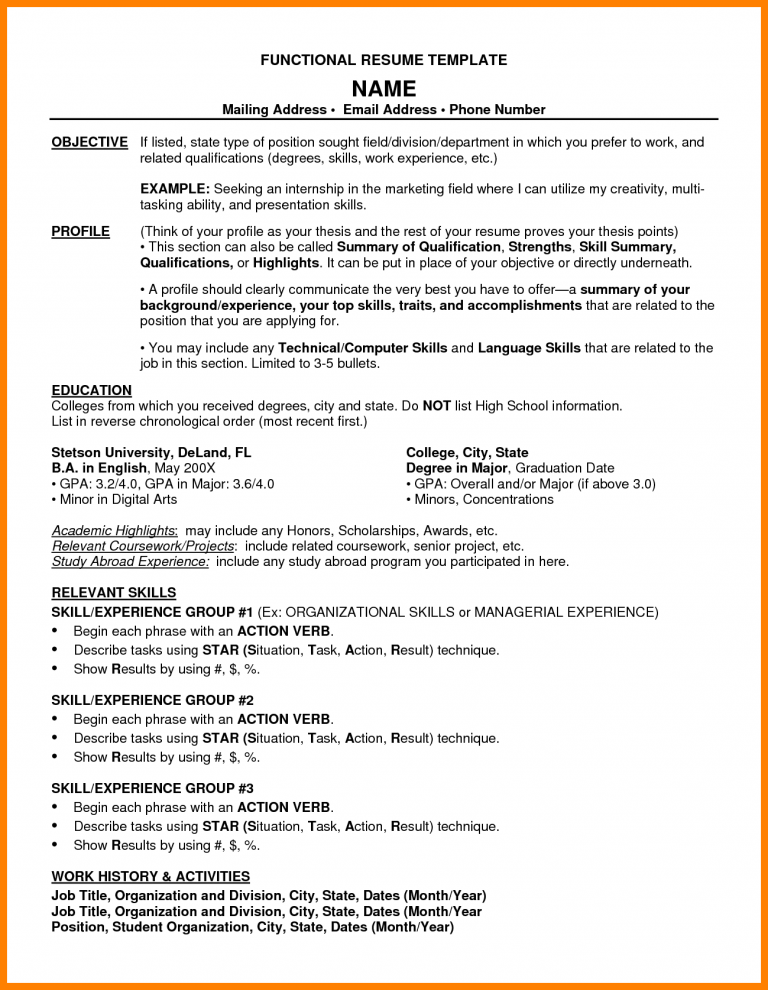 Functional Resume Template - wikiresume.com