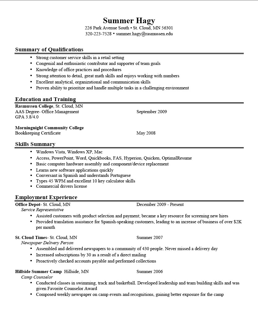 Good Resume Examples Good Resume4 For Examples Of Good Resumes Template Ideas