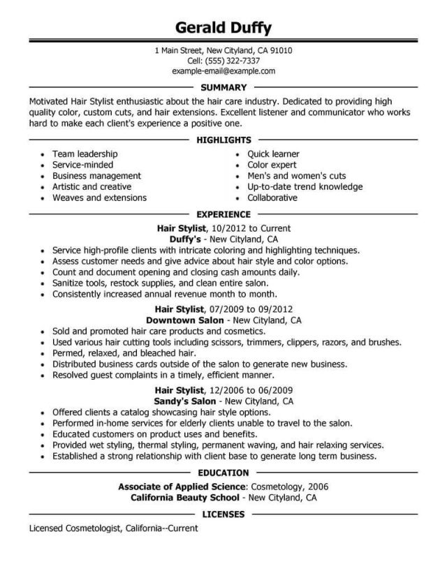 The Important Points in Hair Stylist Resume - wikiresume.com